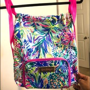 Lilly Pulitzer foldable draw string bag/backpack
